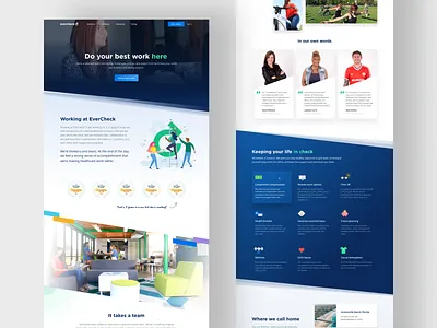EverCheck Jobs page about branding clean clean ui color design evercheck icons illustration jobs logo stripe typography ui design website design website designer