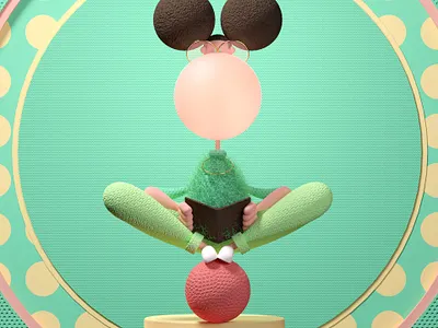 Gum and books 3d character design redshift3d