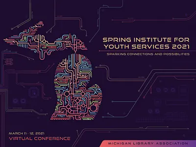 Sparking Connections 2021 branding circuits colorful design digital event futuristic illustration illustrator logo michigan spring tech virtual