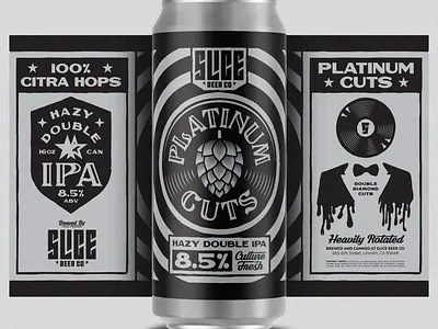 Platinum Cuts badge beer branding craft beer illustration music packaging platinum records typography vinyl