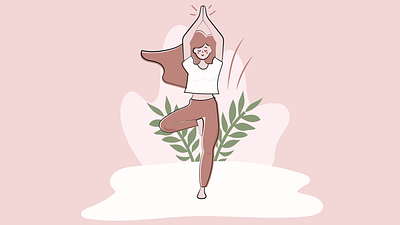 Tree Pose - Yoga Girl Illustration drawing girl illustration illustration vectorart yoga yoga pose