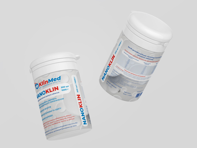 Example of Nanoklin disinfectant label concept for TM KlinMed