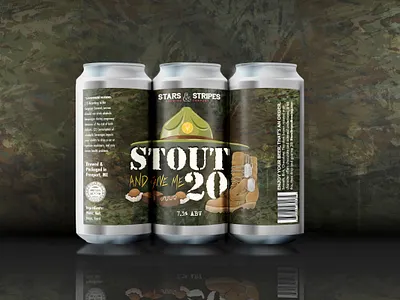 Stout and Give Me 20 beer beer art beer branding beer can beer can design beer label beer label design beer packaging camo craft beer design graphicdesign illustration label design packaging packaging design packagingdesigner stout