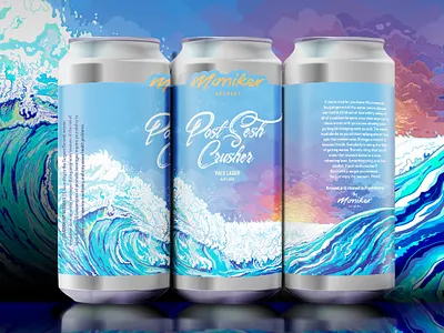 Post Sesh Crusher beach beer beer art beer can beer label beer label art beer label design beer packaging craft beer craft beer label digital illustration label art label packaging labels packaging designer packagingdesign procreate surf wave art wave illustration