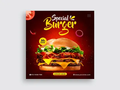 Fast Food Instagram Post Template banner menu