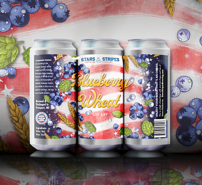 Blueberry Wheat american flag americana beer art beer branding beer can beer can label beer label beer label design beer packaging beer packaging design branding can art can label craft beer graphicdesign illustration label design label designer lettering packaging design