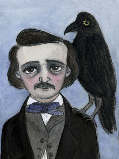 Edgar and the Raven character design edgar allan poe illustration literature portrait portrait painting victorian