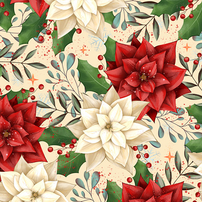 Pattern design "Christmas time" christmas design digitalart floral art floral design floral pattern illustrated elements illustrated pattern illustration pattern pattern art pattern design