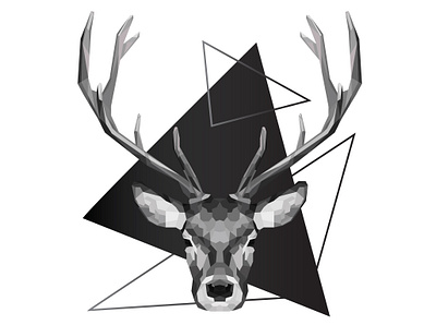 Geometric design "Deer" animal illustration artwork black and white deer design geometric design geometrical illustration stag