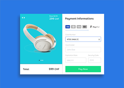 Daily UI 002 - Credit Card Checkout bose checkout page credit card credit cards dailyui dailyui 002 headphone noise canceling payment form payment method swiss