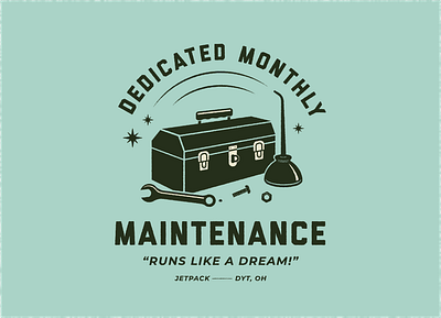 Dedicated Monthly Maintenance | Social agency badge car illustration lettering maintenance mechanic oil can retro toolbox tools type typography vintage website