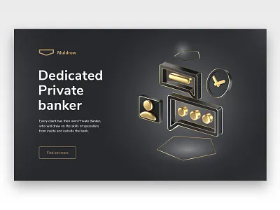 Private banking site, private banker icon 3d animation bank banking banking website branding cinema4d design finance financial service illustration landing page private equity redshift website