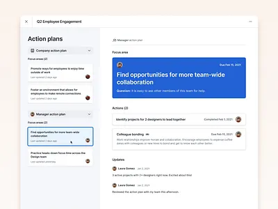 Engagement Survey Action Plans in Lattice engagement lattice people survey ui ux wireflow wireframe