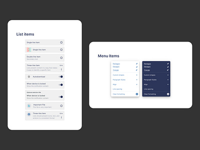 List & Menu Items dailyui design ux web