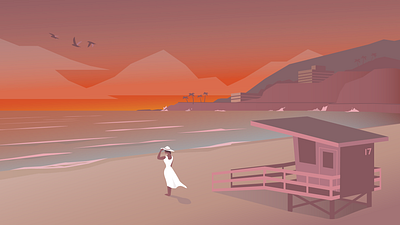 LA Sunsets illustration los angeles malibu minimal illustration sunset venice