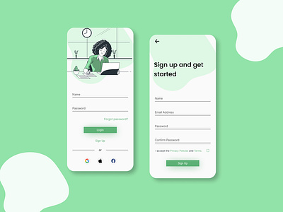 Sign Up • Daily UI #001 001 daily challange daily ui dailyui illustration login minimal mobile app sign up sign up screen typography ui ux vector