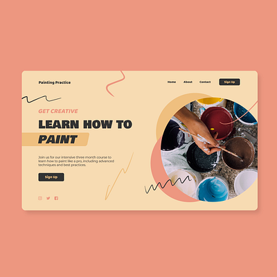 Learn how to Paint bright clean company concept design home homepage interface landing page learn lines minimal paint product shapes simple web web design website yellow