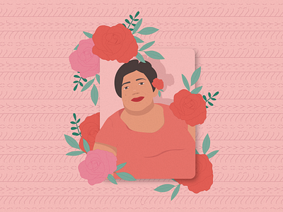 Pink Floral Portrait art artist design digital art flat graphic design illustration illustrator minimal vector
