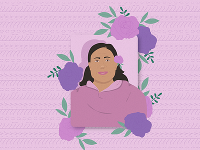 Purple Floral Portrait art artist design digital art flat graphic design illustration illustrator minimal vector