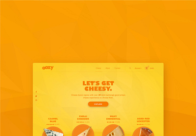 Oozy - Artisan Cheese Company Landing bright clean design food food website fun homepage landing landingpage minimal orange ui ux ux design web web design website website design