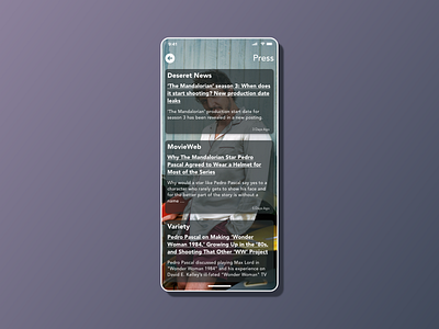 DailyUI # 051 Media Press actor adobexd branding daily ui 051 dailyui design media mobile pedro pascal practice press typography ui
