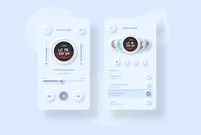 Music App (neumorphism) app design minimal music app neumorphism neumorphism ui ui ux