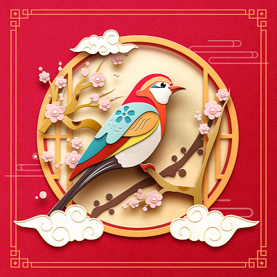 喜鹊 branding flat illustration