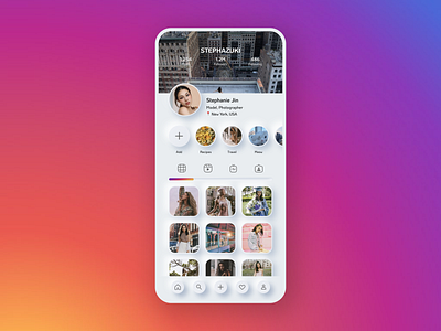 Neumorphic Instagram app app design instagram mobile app mobile app design neumorphic neumorphic design neumorphism neumorphism ui ui