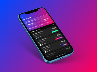 [Free Source File] Flight Tracker App Concept airplane card dark dark theme dark ui figma flight flight app flight search freebie freebies gradient ios iphone list purchase ticket travel travel app travelling