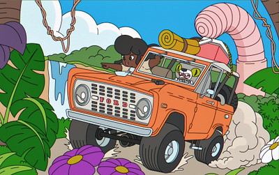 Ford Bronco vs. Worm bronco cartoon ford island japanese culture retro toriyama truck