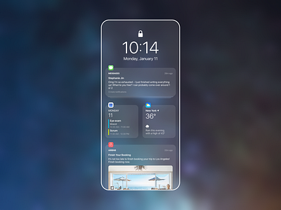 Glassmorphism app app design glassmorphic glassmorphism mobile app mobile app design notification notification center notifications transparent ui