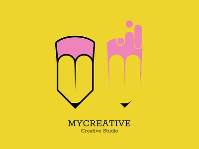 MyCreative | Case Study brand branding branding design case study creative graphic design icon iconic illustrator logo logo design minimal pencil pink studio vector yellow