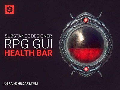 (Substance Designer) "Procedural" Node-based RPG GUI | No Bitmap 2d game design game interface game ui health bar hud design illustration node procedural rpg game health bar rpg gui rpg hud rpg interface rpg ui tutorial ui