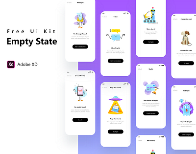 Empty State Collection - Free Xd File adobe adobe xd app collection empty empty state error error page free freebie mobile ui uiux ux wrong xd xd ui kit