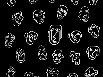 abstrack one line art face abstract design illustration vector