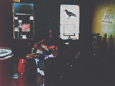 Tom Hymn — Music video artwork album art album artwork beauty bongos bright cameron houseman color crow guitar magic major murphy music poster design purple barceloner skull songs from the annex tom hymn winspear records