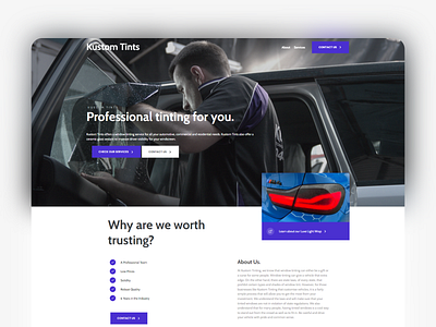 Kustom Tints - One Page Design design ui ux website website design