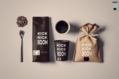 KICK KICK BOOM Coffee Packaging | Design and Branding brand identity branding coffee bag coffee cup logos mesamoonmagic music coffee