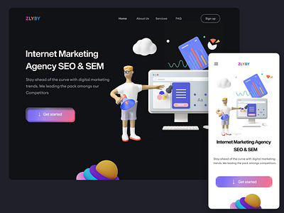 SEO & SEM Landing page animation design graphic design illustration logo minimal mobile typography ux ui web