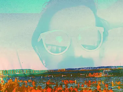 "GOLDEN AGE" — PRINT beach beauty bright bright colors cameron houseman golden golden age golden days iowa city madison beach mesamoonmagic retro postcards retro print seattle summer postcard vintage postcards vintage print