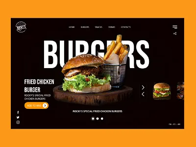 Rocky s Burger ui ux design 2021 adobe xd art branding burger burger design burger menu burger ui design design app designer restaurant ui ui ux ui design uidesign ux ux design web