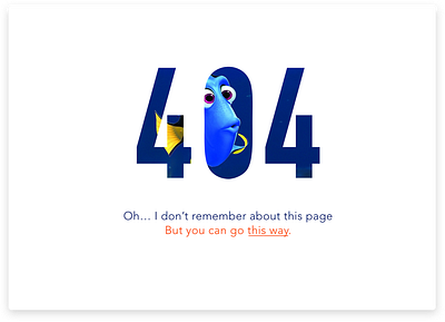 Daily UI 008 - Not found 404 page 404 not found 404 page animation design disney dory kids movie movie nemo pixar uidesign web design