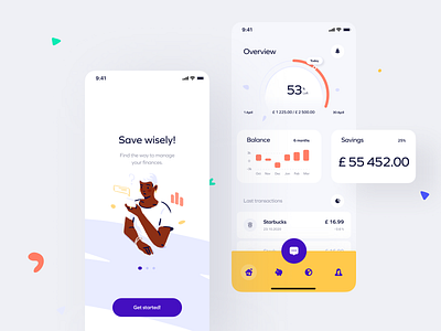 Save wisely! app charts figma finance illustration organic ui design