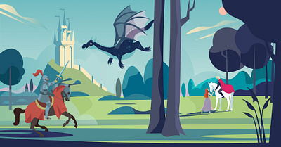 A fairytale adobe illustrator adobe photoshop design dragon editorial fairytale holland illustratie illustration illustrator kids illustration knight prince princess vector web