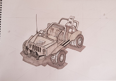 Jeep drawing drawing ink illustration