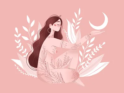 Moon girl character character design design digital art digital illustration girl illustration illustration illustration art vector art vector illustration