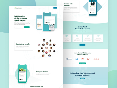 Trustvoice design figma gradients homepage marketing minimal platform rate rating review site reviews social proof typography ui ux web website