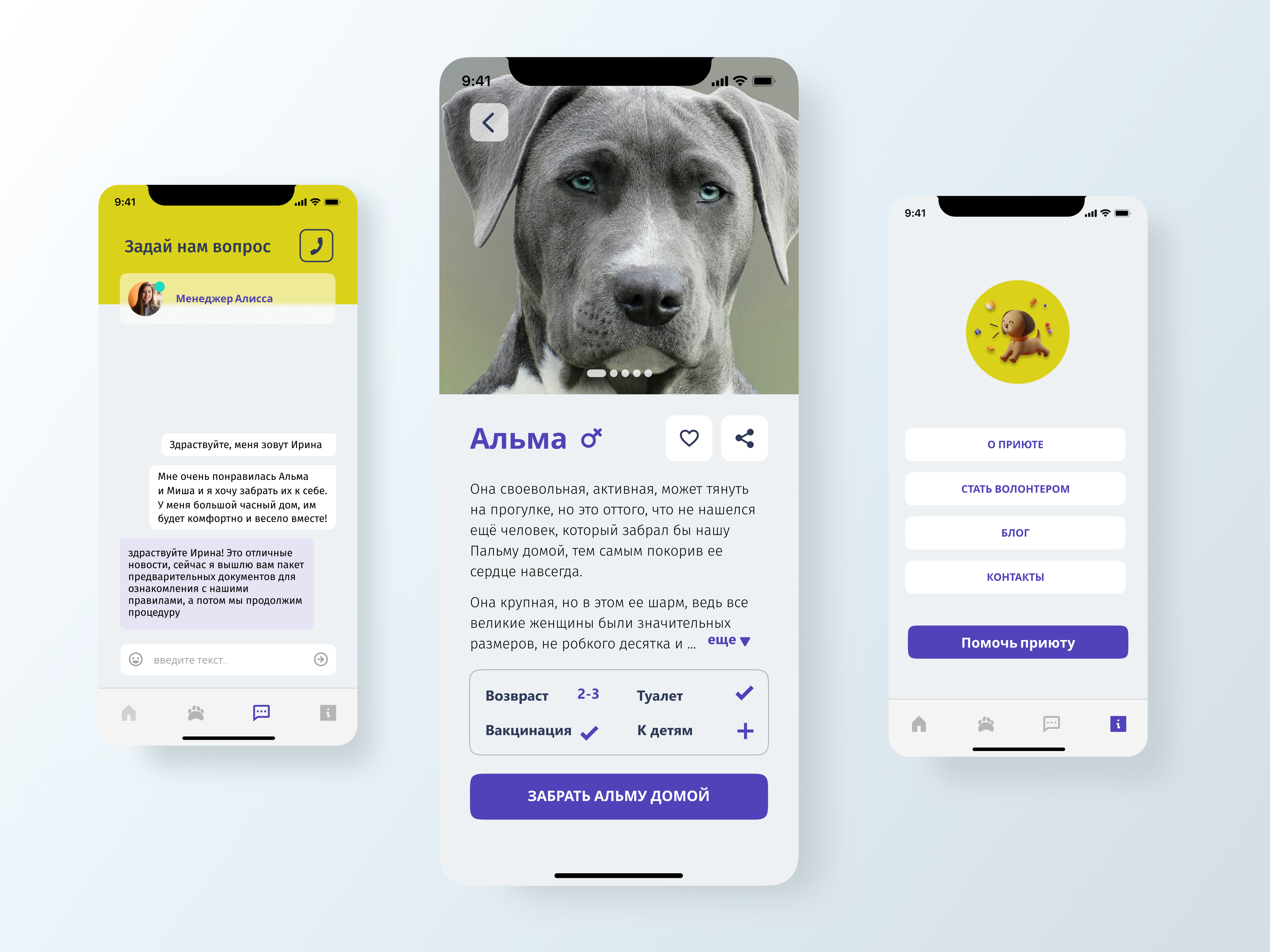 Example of Animal Shelter Interface