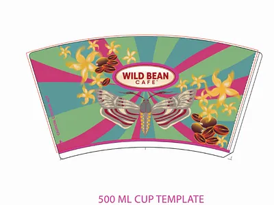 Split moth 500ml cup branding flat illustration logo vector