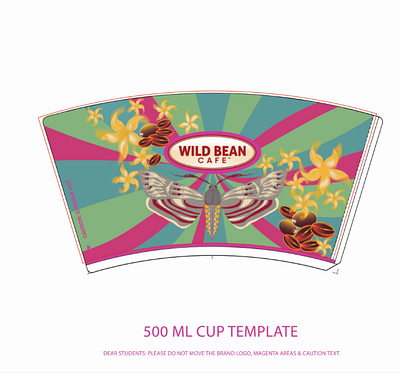 Split moth 500ml cup branding flat illustration logo vector